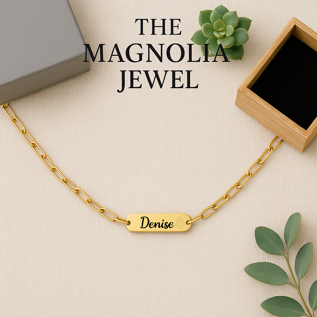 Delicate engraved necklace with paperclip links – custom gift for women
