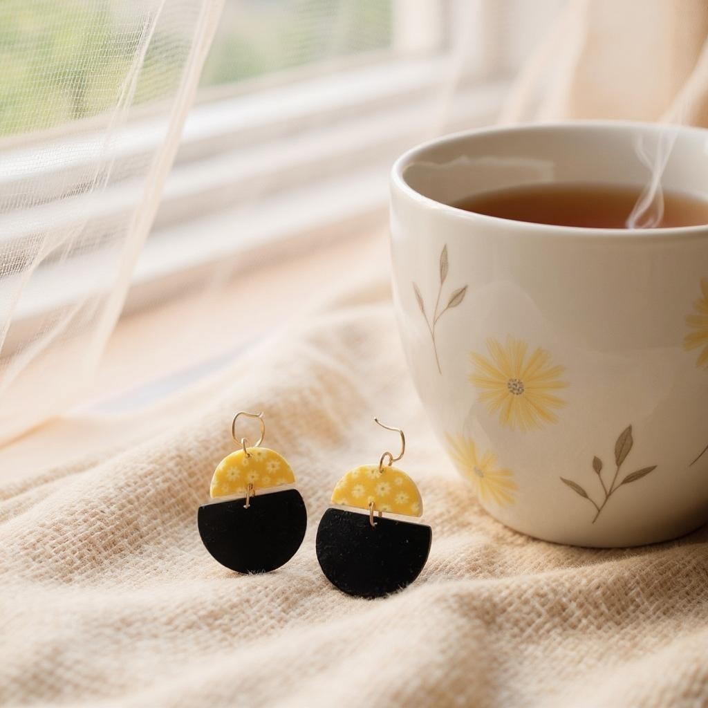 Handmade Layered Daisy Earrings – Lightweight Acrylic Flower Jewelry for Women & Nature Lovers