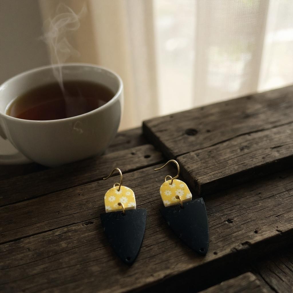 Handmade Layered Daisy Dangle Earrings – Lightweight Acrylic Floral Statement Jewelry for Women