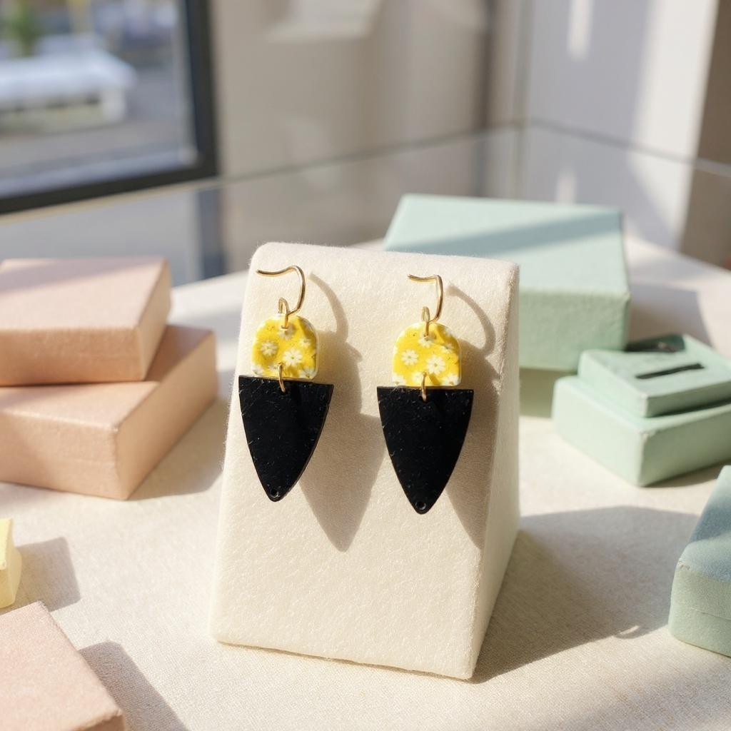 Handmade Layered Daisy Dangle Earrings – Lightweight Acrylic Floral Statement Jewelry for Women