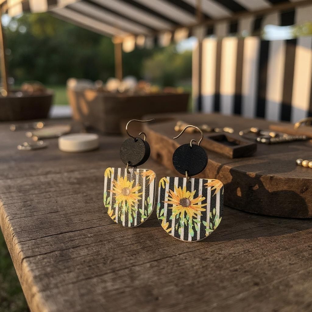 Handmade Layered Sunflower Earrings – Lightweight Acrylic Floral Statement Jewelry for Women