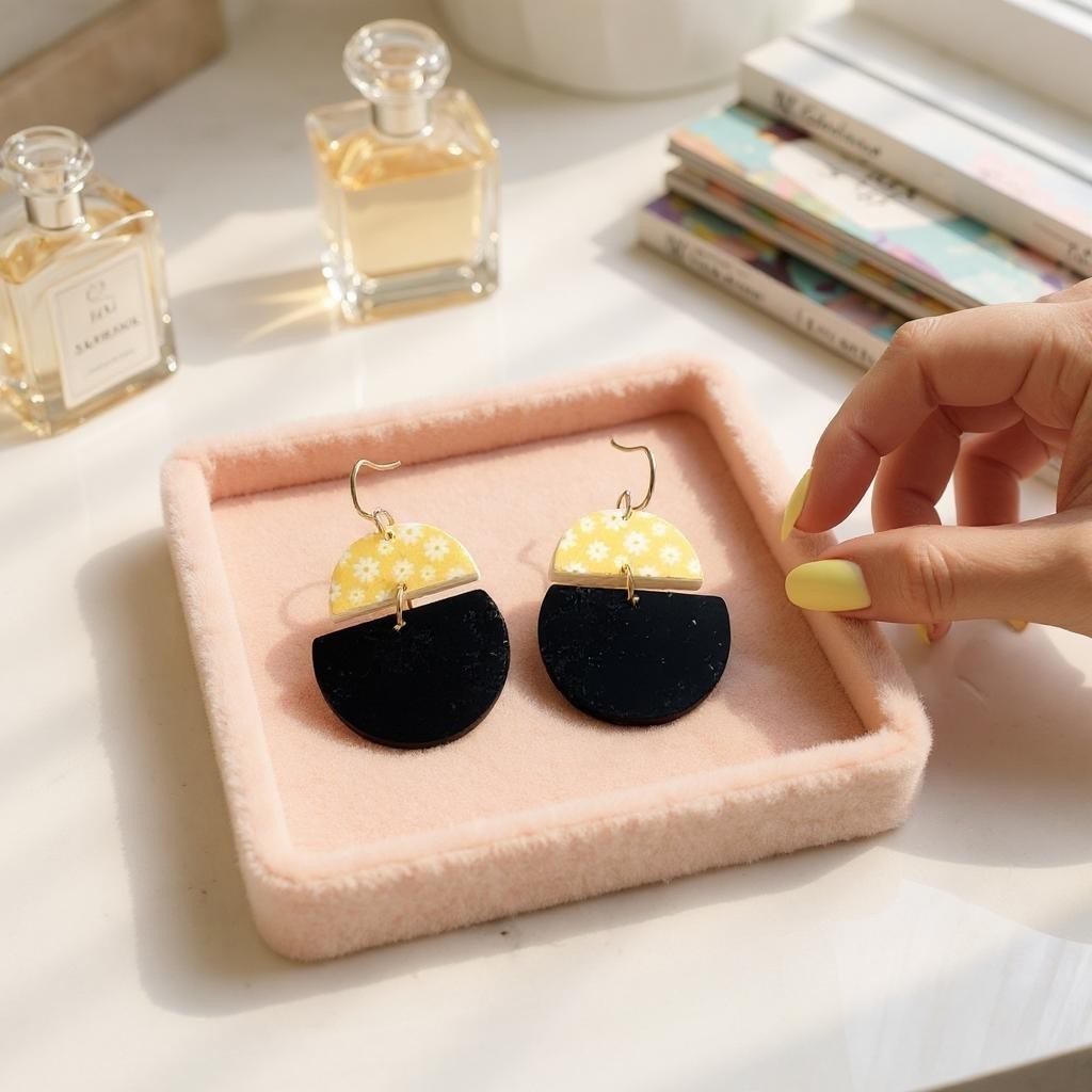 Handmade Layered Daisy Earrings – Lightweight Acrylic Flower Jewelry for Women & Nature Lovers