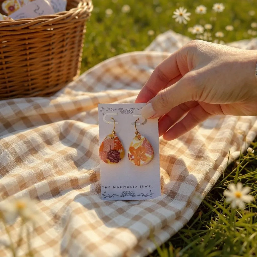 Handmade Fall Drop Earrings – Autumn Dangle Jewelry with Gold or Silver Hooks, Gift for Her