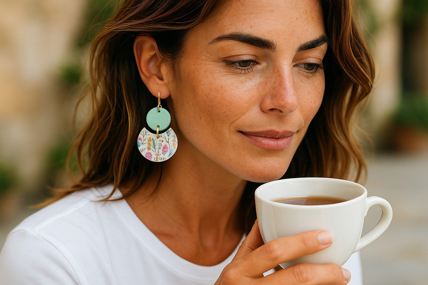 Mint Green Floral Drop Earrings – Handmade Summer Statement Earrings, Lightweight Acrylic Jewelry Gift for Her