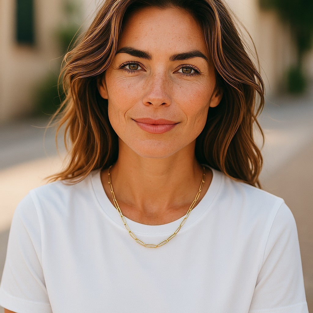 Paperclip Chain Necklace – Minimalist Gold or Silver Name Necklace, Trendy Layering Jewelry, Gift for Her