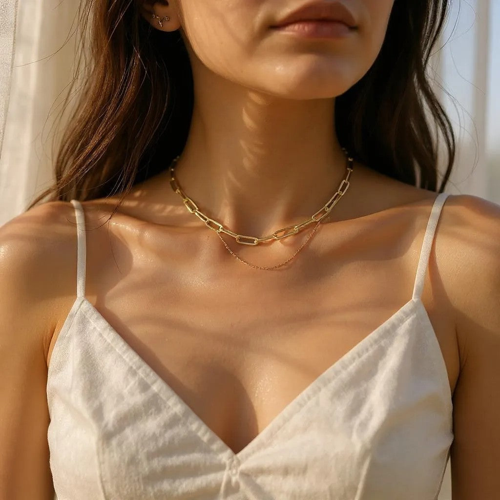 Paperclip Chain Necklace – Minimalist Gold or Silver Name Necklace, Trendy Layering Jewelry, Gift for Her
