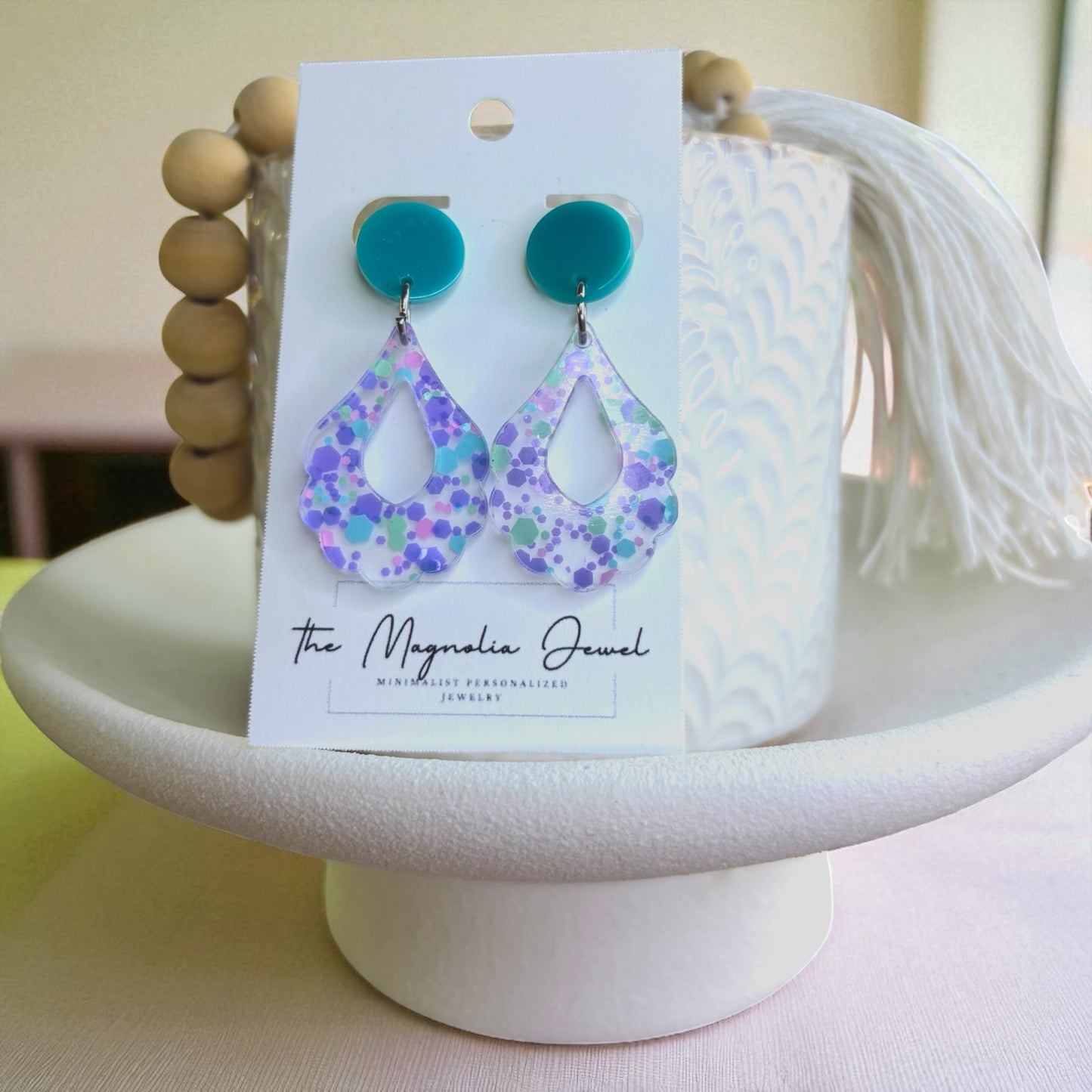 Color Pop Acrylic Drop Earrings – Bold Pink, Purple & Teal Fun Shape Statement Jewelry for Teens, Girls & Color Lovers